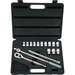 STANLEY Socket Set: Standard, 16 Pc, 1/2" Drive, 12.00 to 24.00 mm 85-956