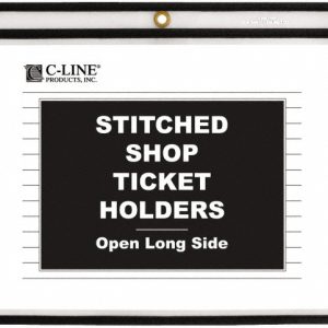 C-LINE 25 Pc Stitched Shop Ticket Holder-Open Long Side: Clear 49912