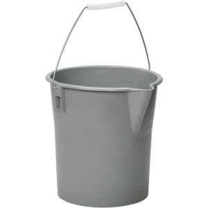 ABILITYONE 12 Qt, Plastic Round Gray Single Pail with Pour Spout 7240002461097