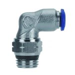 AIGNEP USA Push-to-Connect Tube x Male x Tube x Male UNF Fitting: Swivel Elbow, #10-32 Thread, UNF, 1/4" OD 88115-04-32