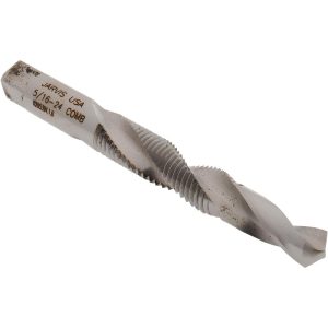 JARVIS CUTTING TOOLS Combination Drill Tap: 5/16-24, H3, 2B, 2 Flutes, High Speed Steel G918827-S