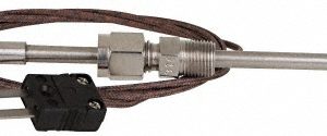 THERMO ELECTRIC Thermocouple Probe: Type J, Pipe Fitting Probe, Grounded, Mini Connector SF050-223