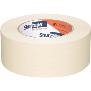 SHURTAPE Masking Tape: 48 mm Wide, 60 yd Long, 6.4 mil Thick, Natural & Tan 101534
