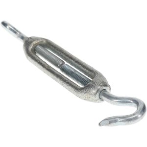 CHICAGO HARDWARE & FIXTURE 68 (Hook) & 74 (Eye) Lb Load Limit, 1/4" Thread Dia, 2-1/4" Take Up, Malleable Iron Hook & Eye Turnbuckle 05237-5