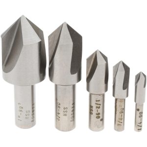 VALUE COLLECTION Countersink Set: 5 Pc, 1/4 to 1" Head Dia, 3 Flute, 90 deg Included Angle SC40905S