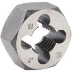 CLE-LINE Hex Rethreading Die: 7/16-20, Right Hand, Carbon Steel C65609