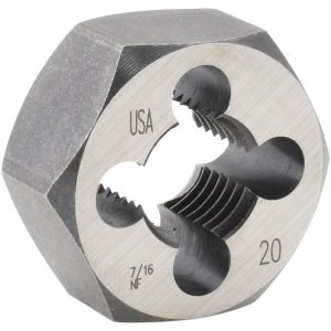 CLE-LINE Hex Rethreading Die: 7/16-20, Right Hand, Carbon Steel C65609