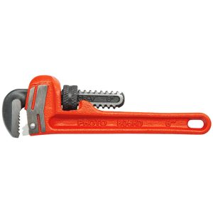 PROTO Straight Pipe Wrench: 6" OAL, Steel J806HD