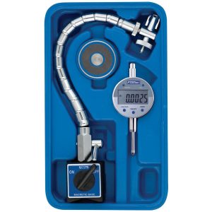 FOWLER Electronic Indicator & Base Kit: 1-1/4" Base Length, 1-1/4" Base Height, 0-15-0 Dial 54-585-100-0