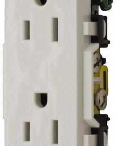 HUBBELL WIRING DEVICE-KELLEMS Straight Blade Duplex Receptacle: NEMA 5-15R, 15 Amps, Self-Grounding DR15WHI