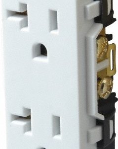 HUBBELL WIRING DEVICE-KELLEMS Straight Blade Duplex Receptacle: NEMA 5-20R, 20 Amps, Self-Grounding DR20WHI