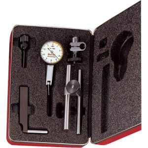 STARRETT Test Indicator Kit: 7 Pc, 0.01" Measuring Range, 1-3/8" Dial Dia, 0-5-0 Dial Reading 64217