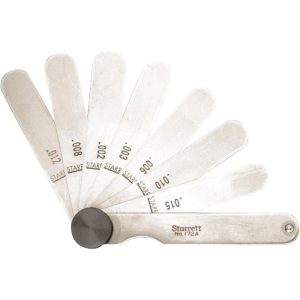 STARRETT 9 Piece, 0.0015 to 0.015" Thick, Parallel Feeler Gage Set 50649