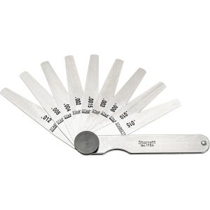 STARRETT 9 Piece, 0.0015 to 0.015" Thick, Tapered Feeler Gage Set 50650