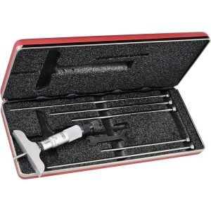 STARRETT Mechanical Depth Micrometer: 6'' Range, 6 Rods 52119
