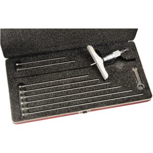 STARRETT Mechanical Depth Micrometer: 9'' Range, 9 Rods, Satin Chrome Finish 52228