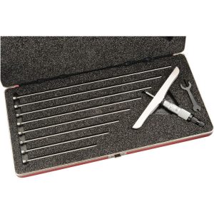 STARRETT Mechanical Depth Micrometer: 9'' Range, 9 Rods, Satin Chrome Finish 52252