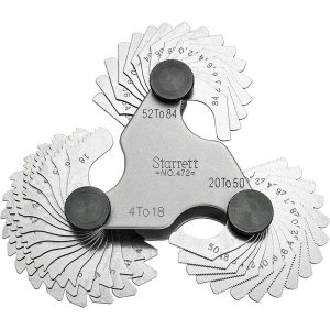 STARRETT 51 Leaf, 4 to 84 TPI Range, Steel Screw Pitch Gage 52484