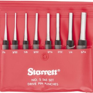STARRETT Pin Punch Set: 8 Pc, 0.0625 to 0.25" 52587
