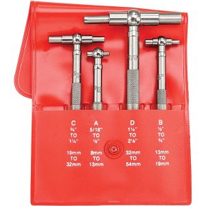 STARRETT Telescoping Gage Set: 5/16 to 2-1/8", 4 Pc, Includes Case 52616