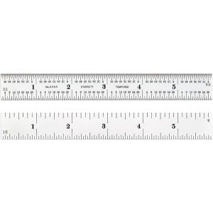 STARRETT Steel Rule: 6" OAL, 4R Graduation, Rigid, 3/4" OAW 52678