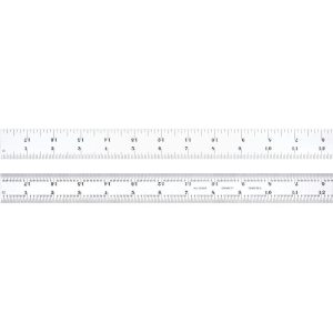 STARRETT Steel Rule: 18" OAL, 4R Graduation, Rigid, 1-1/8" OAW 52680