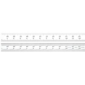 STARRETT Steel Rule: 24" OAL, 4R Graduation, Rigid, 1-1/4" OAW 52681