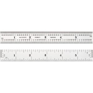 STARRETT Steel Rule: 6" OAL, 4R Graduation, Rigid, 3/4" OAW 52660