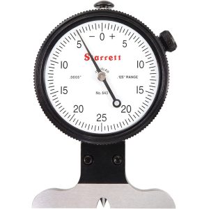 STARRETT 0 to 1/8 Inch Range, Ground Steel, White Dial Depth Gage 52714