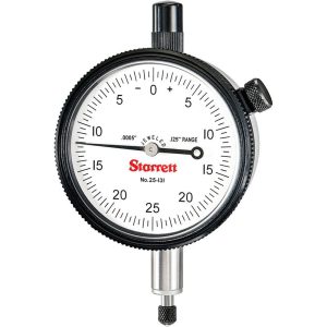 STARRETT Dial Drop Indicator: 0 to 0.125" Range, 0-25-0 Dial Reading, 0.0005" Graduation, 2-1/4" Dial Dia 53232