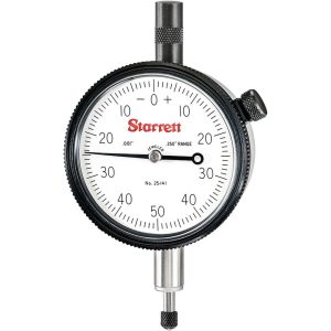 STARRETT Dial Drop Indicator: 0 to 0.25" Range, 0-50-0 Dial Reading, 0.001" Graduation, 2-1/4" Dial Dia 53240