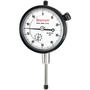 STARRETT Dial Drop Indicator: 0 to 1" Range, 0-100 Dial Reading, 0.001" Graduation, 2-1/4" Dial Dia 53295