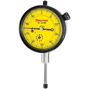 STARRETT Dial Drop Indicator: 0 to 0-100 Dial Reading, 2-1/4" Dial Dia 53307