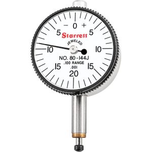 STARRETT Dial Drop Indicator: 0 to 0.1" Range, 0-20-0 Dial Reading, 0.001" Graduation, 1-1/4" Dial Dia 55893