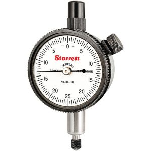 STARRETT Dial Drop Indicator: 0 to 0.125" Range, 0-25-0 Dial Reading, 0.0005" Graduation, 1-11/16" Dial Dia 53388