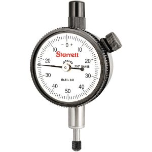 STARRETT Dial Drop Indicator: 0 to 0.25" Range, 0-50-0 Dial Reading, 0.001" Graduation, 1-11/16" Dial Dia 53400