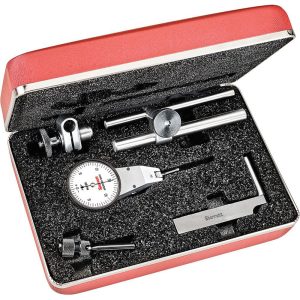 STARRETT Test Indicator Kit: 7 Pc, 0.03" Measuring Range, 1-3/8" Dial Dia, 0-15-0 Dial Reading 57079