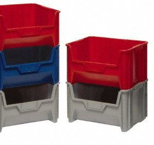 QUANTUM STORAGE Plastic Hopper Stacking Bin: Red QGH800RD