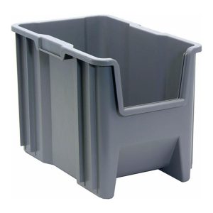 QUANTUM STORAGE Plastic Hopper Stacking Bin: Gray QGH600GY