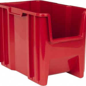 QUANTUM STORAGE Plastic Hopper Stacking Bin: Red QGH600RD