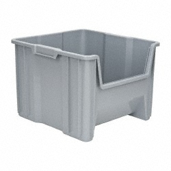 QUANTUM STORAGE Plastic Hopper Stacking Bin: Gray QGH800GY