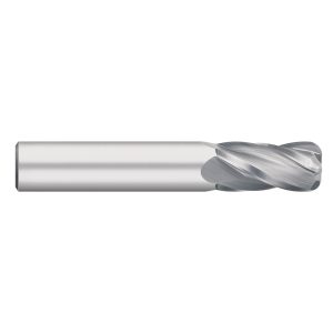 TITAN USA Corner Radius End Mill: 3/8" Dia, 1" LOC, 0.0100" Radius, 4 Flute, Solid Carbide TC74034