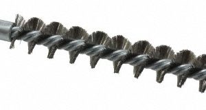 SCHAEFER BRUSH Double Stem/Single Spiral Tube Brush: 9/16" Dia, 6-1/4" OAL, Stainless Steel Bristles 43513