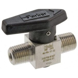 PARKER 1/8" Pipe, 3,000 psi WOG Rating, 316 Stainless Steel, Inline, One Way Instrumentation Plug Valve 2M-PR4-VT-SS