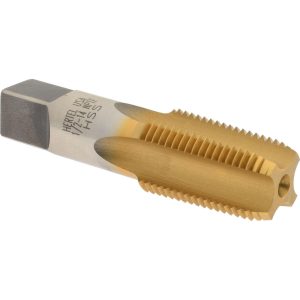 HERTEL Standard Pipe Tap: 1/2-14, NPTF, 4 Flutes, High Speed Steel, TiN Finish R127553T-S