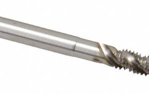 HERTEL #4-40 UNC, 3 Flute, 52&deg; Helix, Bottoming Chamfer, Bright Finish, High Speed Steel Spiral Flute STI Tap K007304AS