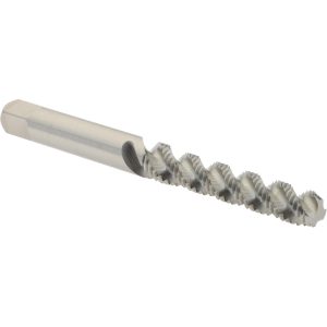 HERTEL #10-32 UNF, 3 Flute, 52&deg; Helix, Bottoming Chamfer, Bright Finish, High Speed Steel Spiral Flute STI Tap K007319AS