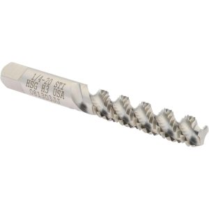 HERTEL 1/4-20 UNC, 3 Flute, 52&deg; Helix, Bottoming Chamfer, Bright Finish, High Speed Steel Spiral Flute STI Tap K007324AS