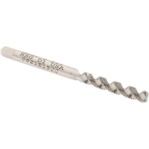HERTEL M3x0.50 Metric Coarse/EGM, 2 Flute, 52&deg; Helix, Bottoming Chamfer, Bright Finish, High Speed Steel Spiral Flute STI Tap K007349AS