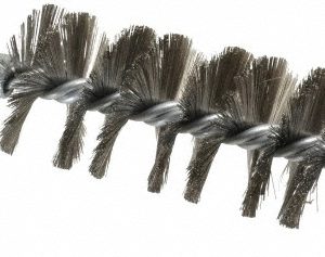 SCHAEFER BRUSH Double Stem & Double/Single Spiral Tube Brush: 1-3/4" Dia, 7-1/4" OAL, Stainless Steel Bristles 43542